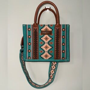 Wrangler Teal and Brown Patterned Handbag